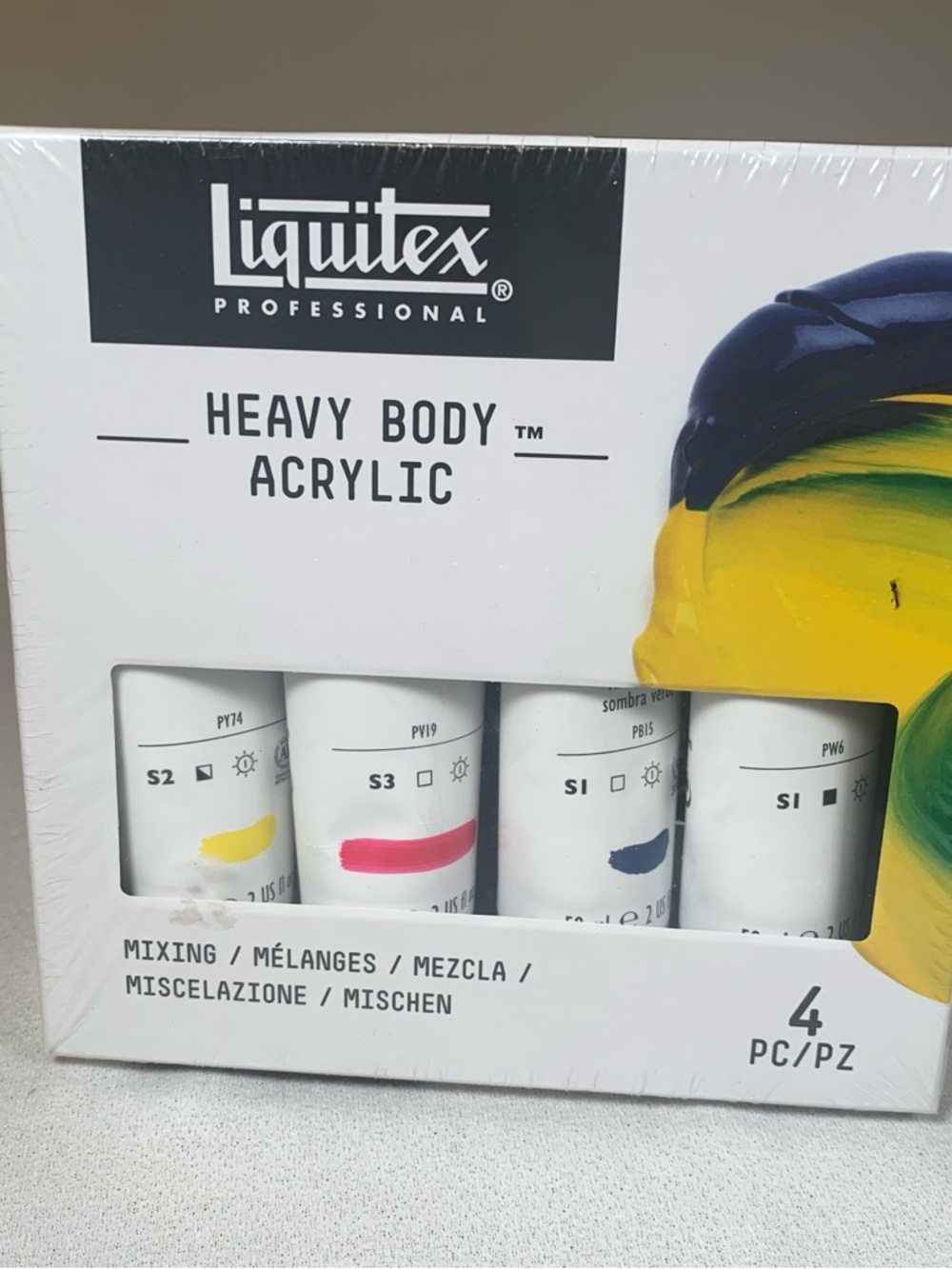 Liquitex Professional Heavy Body Acrylic 4-Pack - Yellow, Red, Blue, White 59ml
